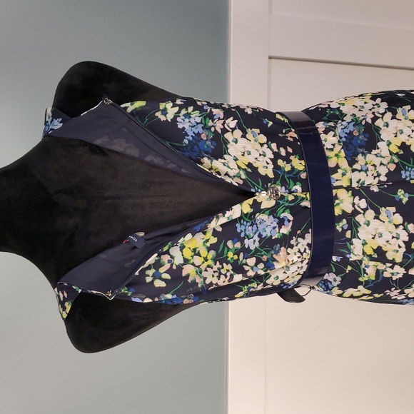 Tommy Hilfiger Navy Blue Floral Halter Dress With Belt 6 - Picture 9 of 13